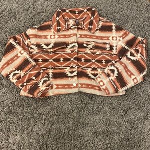 Shein- western pattern button down fleece sweater